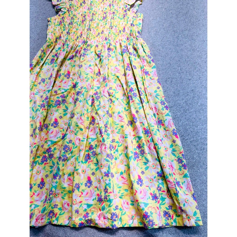 Penelope Mack Girls Size 12 Yellow Floral Smocked Dress Flutter Sleeve‎ Summer - Picture 3 of 10